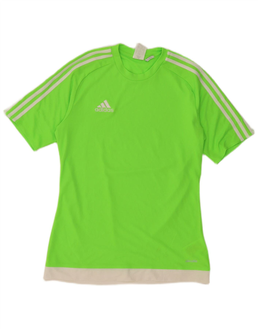 Adidas Mens Climalite Camiseta Top Pequeno Verde Colorblock Poliéster