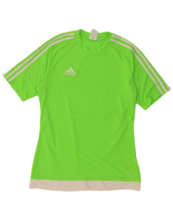 Adidas Mens Climalite Camiseta Top Pequeno Verde Colorblock Poliéster