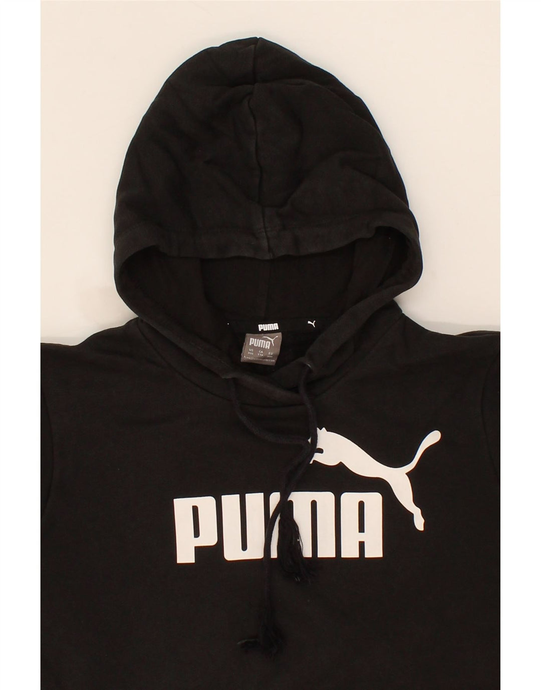 PUMA Womens Graphic Hoodie Jumper UK 2 2XS Black Cotton Vintage Puma and Second-Hand Puma from Messina Hembry 