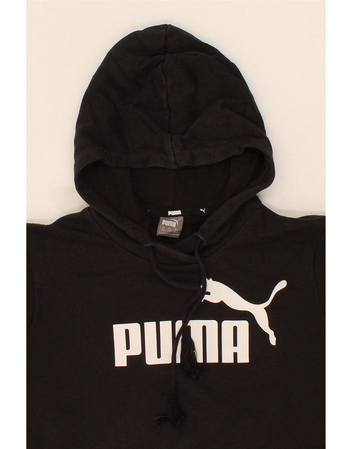 PUMA Womens Graphic Hoodie Jumper UK 2 2XS Black Cotton Vintage Puma and Second-Hand Puma from Messina Hembry 