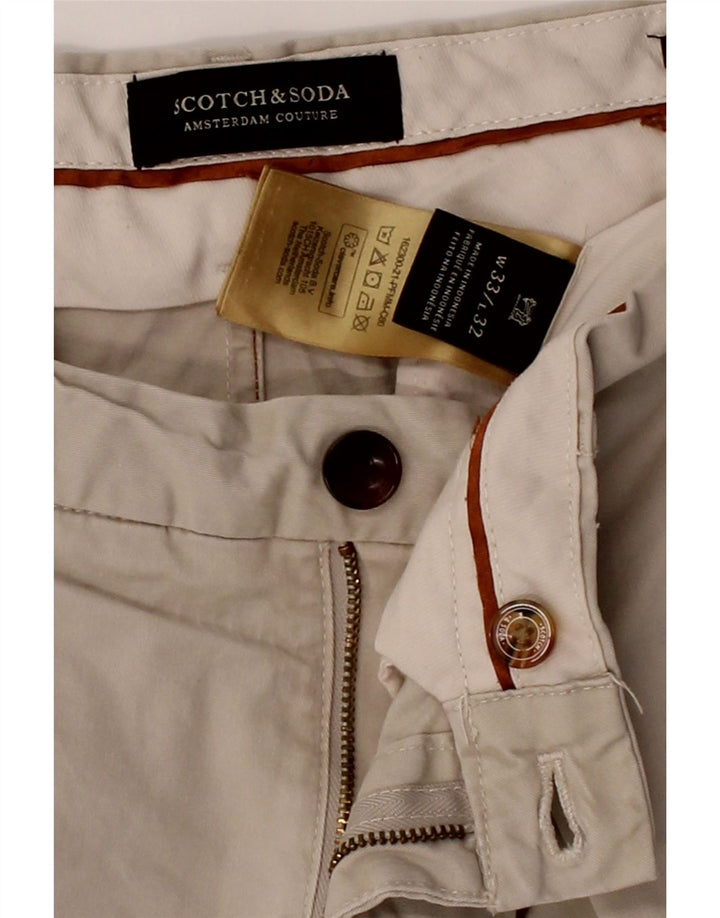 SCOTCH & SODA Mens Slim Chino Trousers W33 L29 Beige Cotton Vintage Scotch & Soda and Second-Hand Scotch & Soda from Messina Hembry 