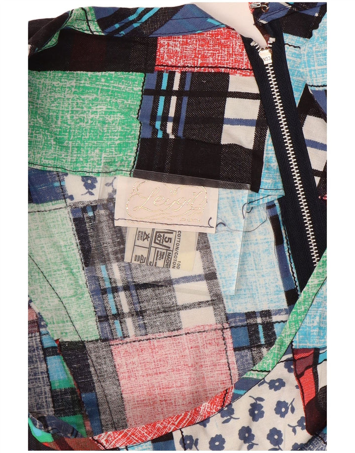 Leygil vestido feminino sem mangas evasê UK 18 XL patchwork multicolorido