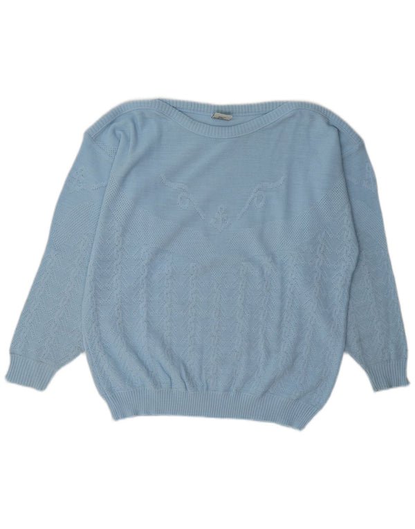 Suéter feminino C&A com ajuste regular e gola canoa EU 46 XL azul geométrico