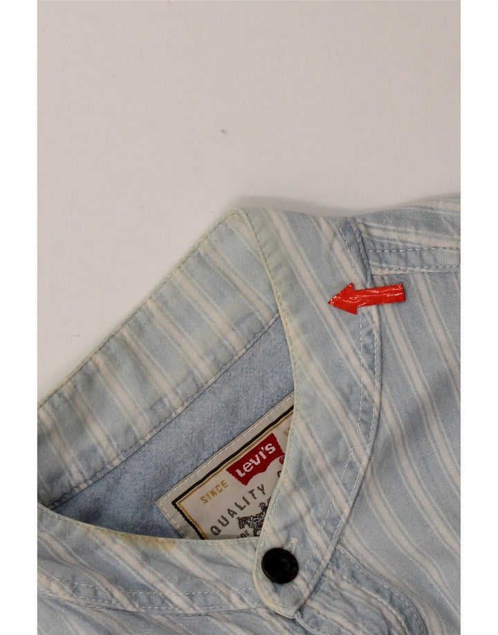 Camisa masculina de manga curta Levi's grande algodão listrado azul