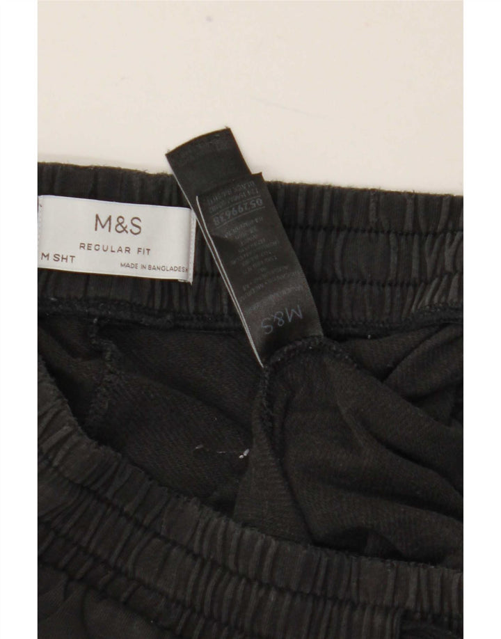 Calça de treino masculina Marks & Spencer de ajuste regular, algodão preto médio