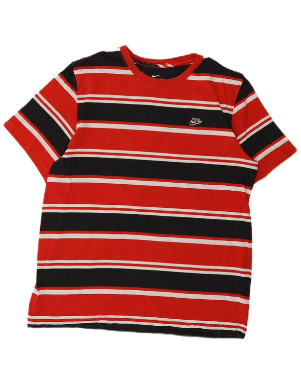 Camiseta masculina Nike Top XL listrada vermelha de algodão