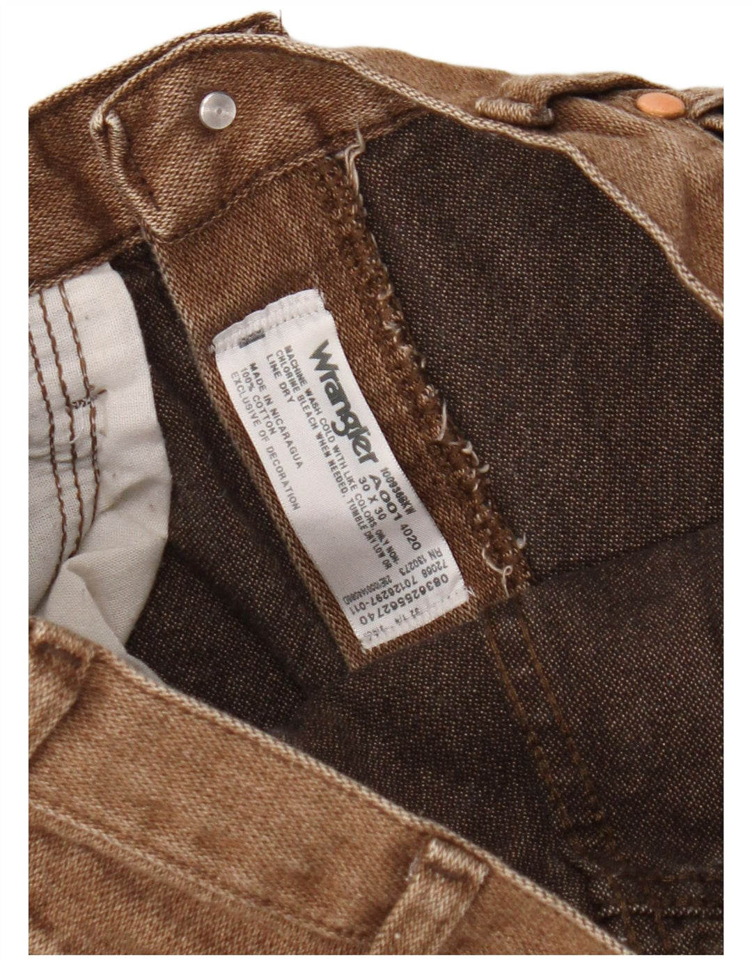 Jeans retos femininos Wrangler W30 L30 algodão marrom