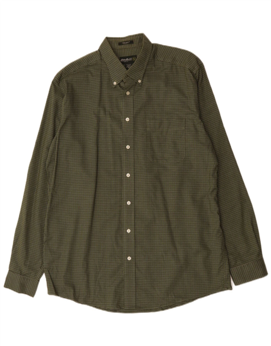 EDDIE BAUER Camisa masculina de ajuste relaxado, grande algodão xadrez verde