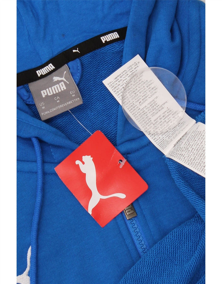 Suéter Puma masculino com capuz e zíper médio azul algodão