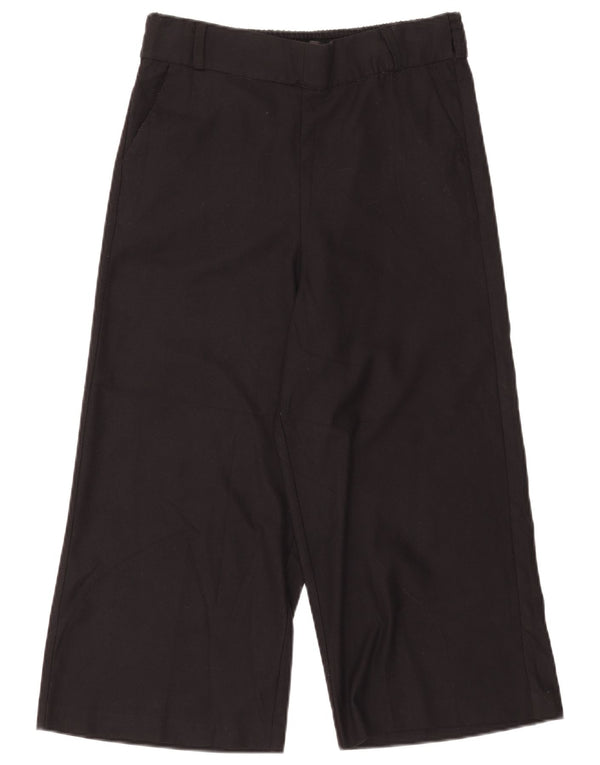 Zara Calça capri feminina de perna larga grande W30 L20 preta