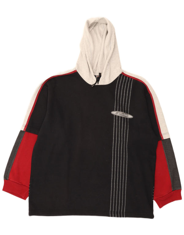Lotto moletom com capuz gráfico masculino UK 44/46 2XL preto colorido bloco esportivo