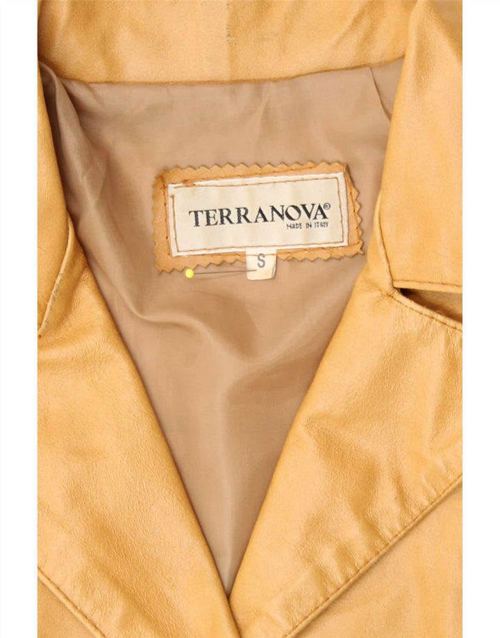 Casaco de couro feminino Terranova UK 10 pequeno couro bege