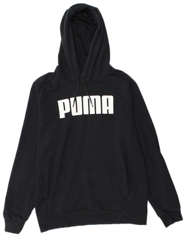 PUMA Mens Graphic Hoodie Jumper Médio Algodão Preto