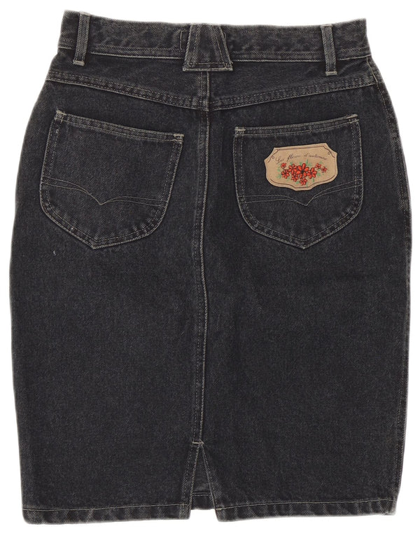 Saia jeans feminina vintage pequena W26 cinza