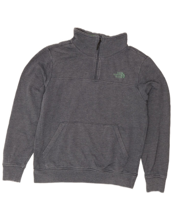 Moletom masculino The North Face com zíper e gola em algodão cinza médio