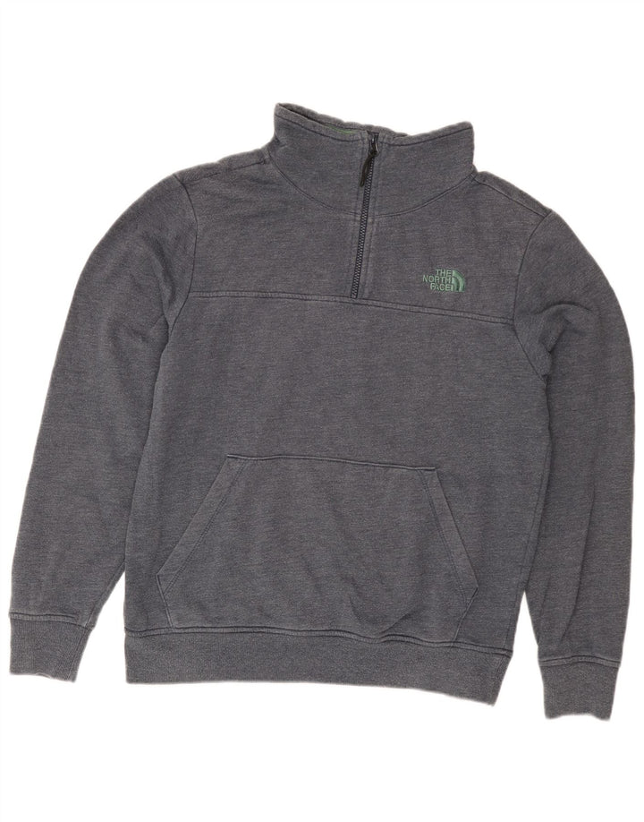 Moletom masculino The North Face com zíper e gola em algodão cinza médio