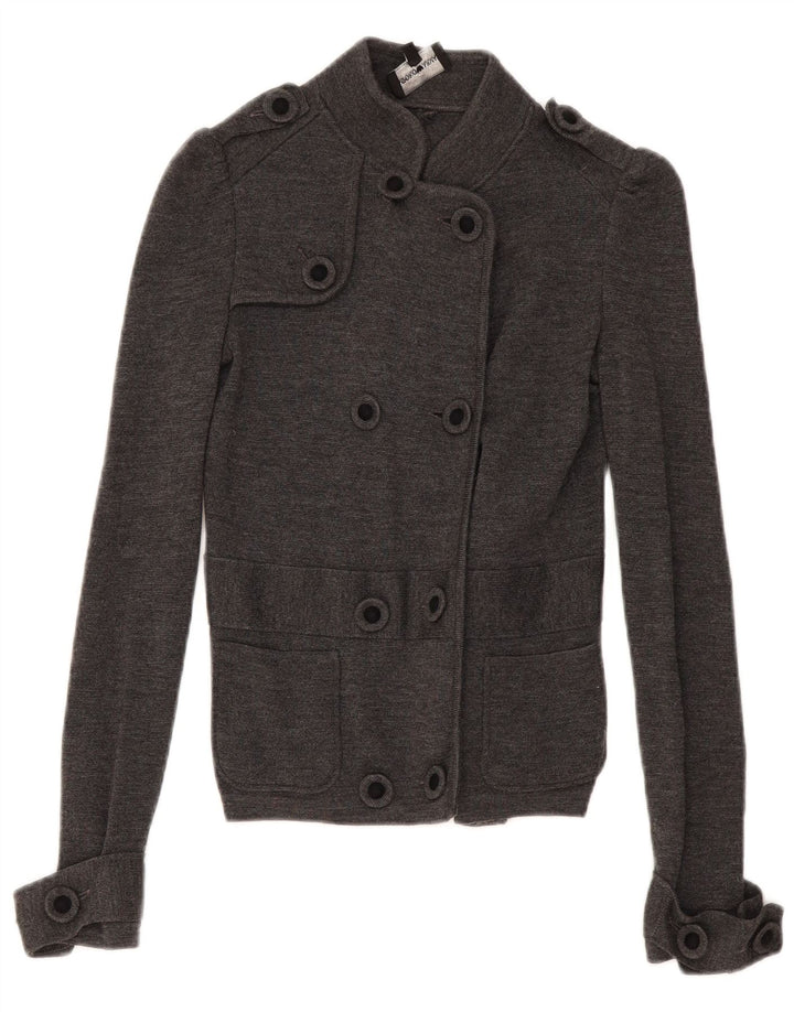 Suéter cardigã feminino Armani com peito duplo IT 38 XS lã cinza
