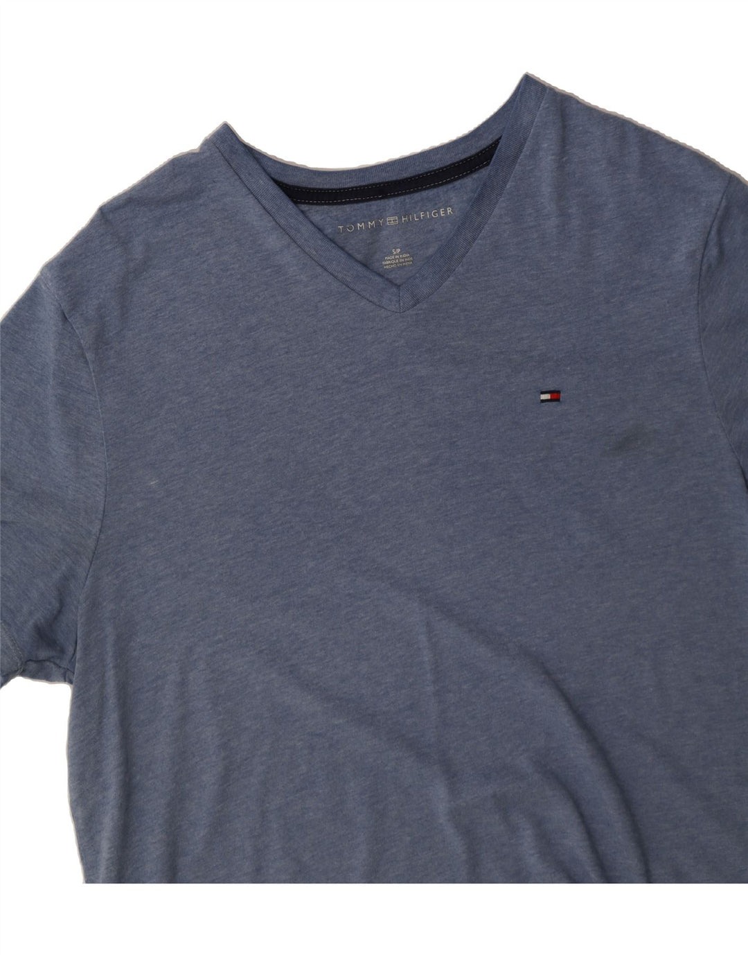 TOMMY HILFIGER Mens T-Shirt Top Small Blue Vintage Tommy Hilfiger and Second-Hand Tommy Hilfiger from Messina Hembry 