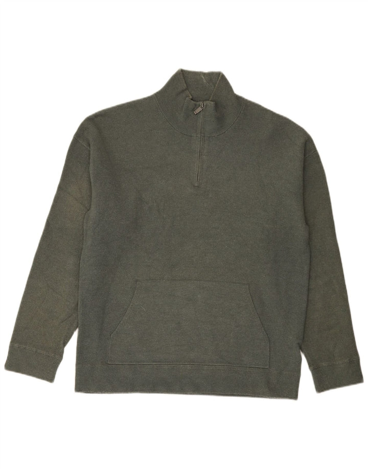 Suéter masculino Massimo Dutti com zíper e gola grande viscose cinza