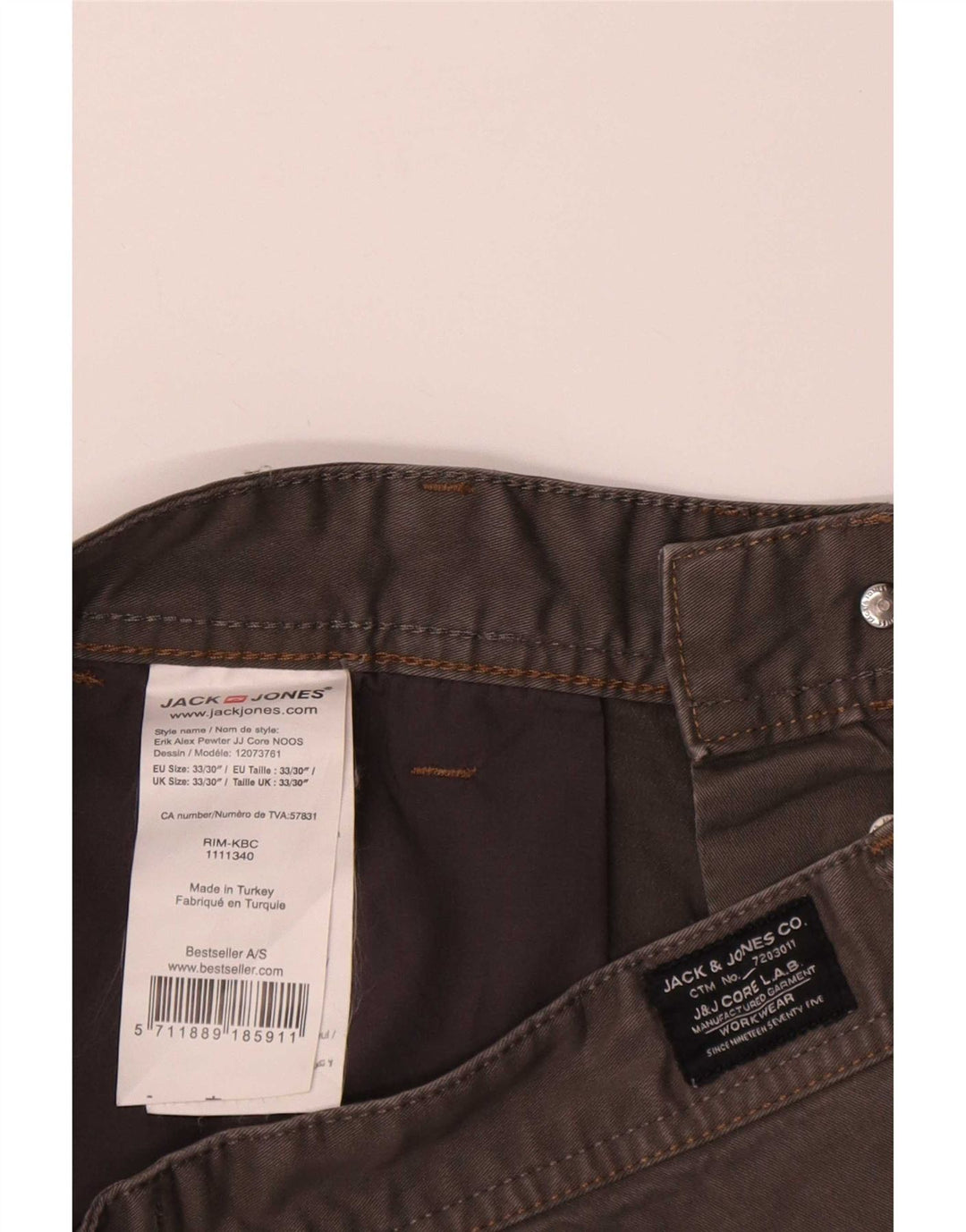 Shorts Chino masculino Jack & Jones médio W33 algodão cinza