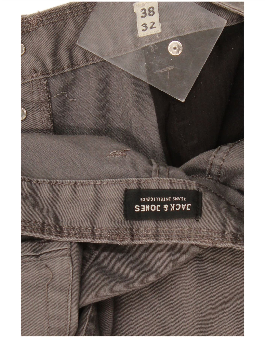 Calça casual reta masculina JACK & JONES W38 L32 poliéster cinza