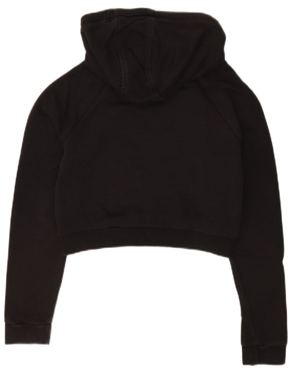Adidas Womens Graphic Crop Hoodie Jumper Reino Unido 8 Pequeno Algodão Preto