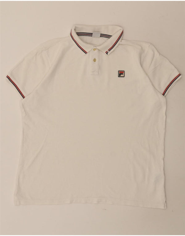 Camisa polo masculina Fila IT 54 XL algodão listrado branco