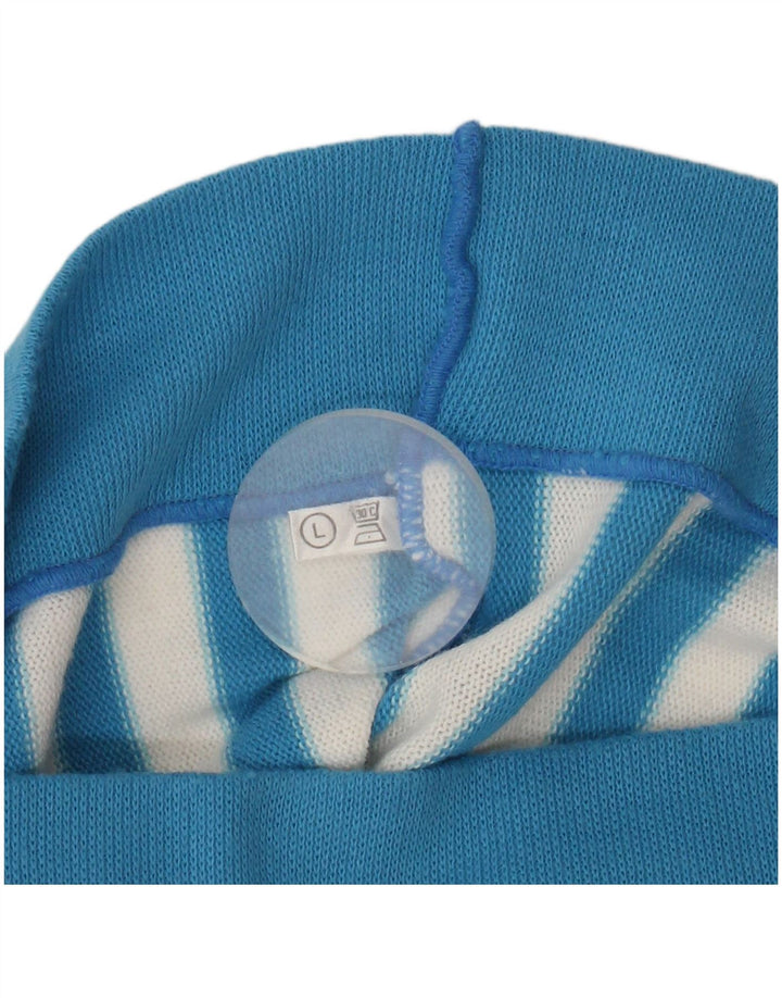 Blusa feminina vintage UK 16 grande listrada azul poliacrílica