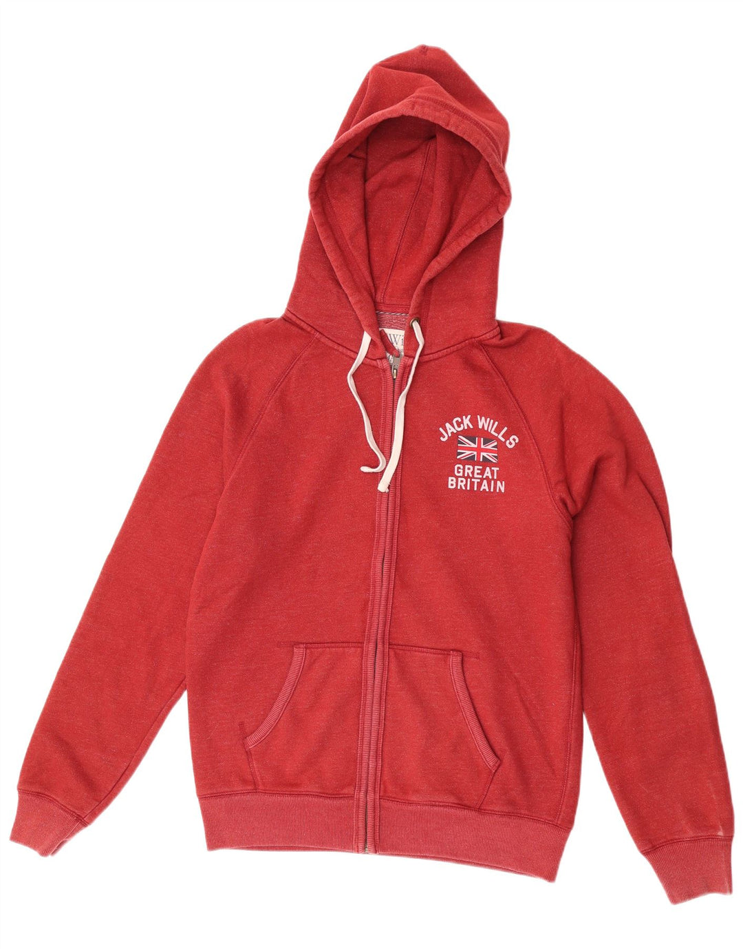 Jack Wills Suéter masculino com capuz e zíper gráfico médio algodão vermelho