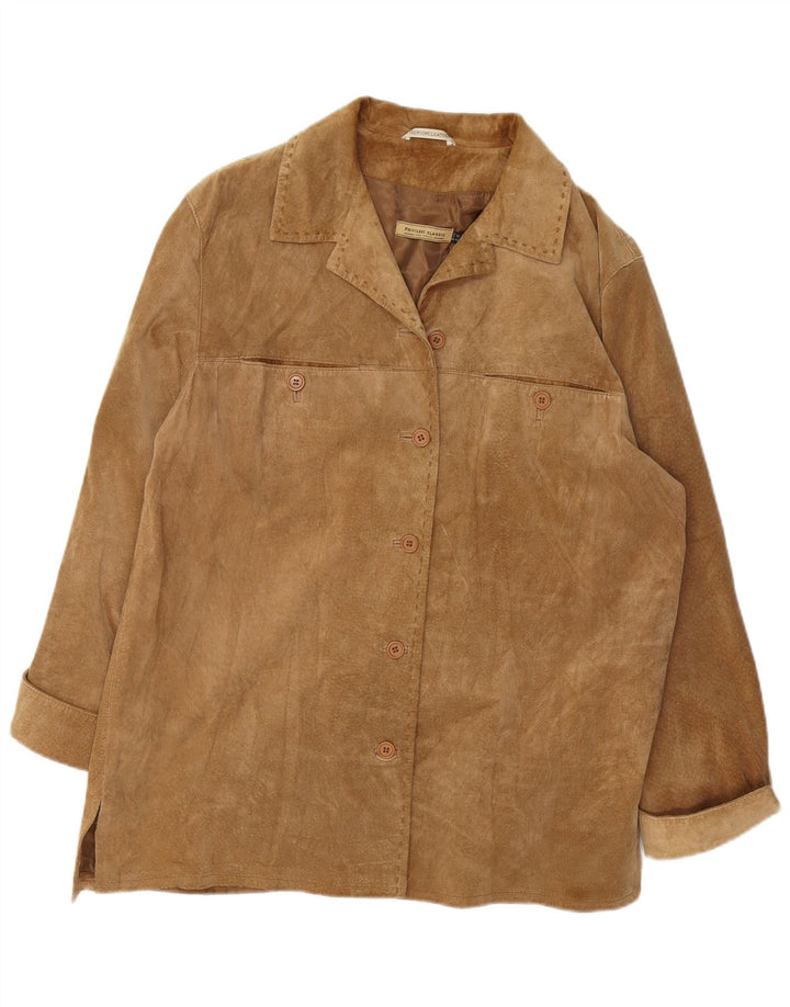 Sobretudo feminino de camurça PRIVILEGI IT 52 2XL couro marrom