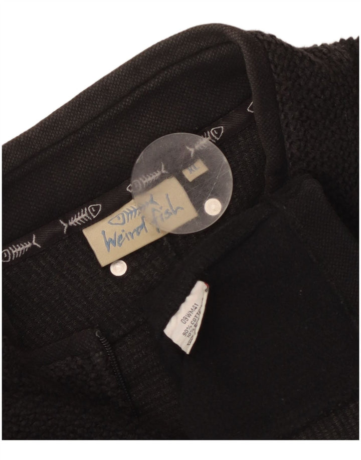 Moletom masculino Weird Fish com zíper e gola em algodão preto XL