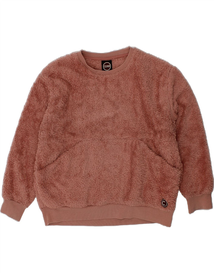 COLMAR Girls Crew Neck Fleece Jumper 7-8 Years Brown Vintage Colmar and Second-Hand Colmar from Messina Hembry 
