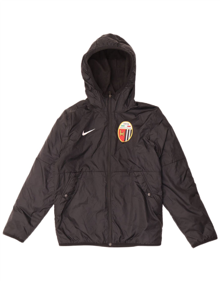 Jaqueta corta-vento Nike Boys com capuz 12-13 anos médio preto poliéster
