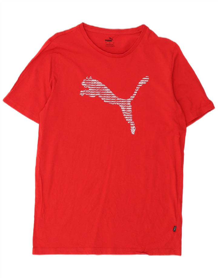 Camiseta masculina PUMA com estampa gráfica de algodão vermelho médio