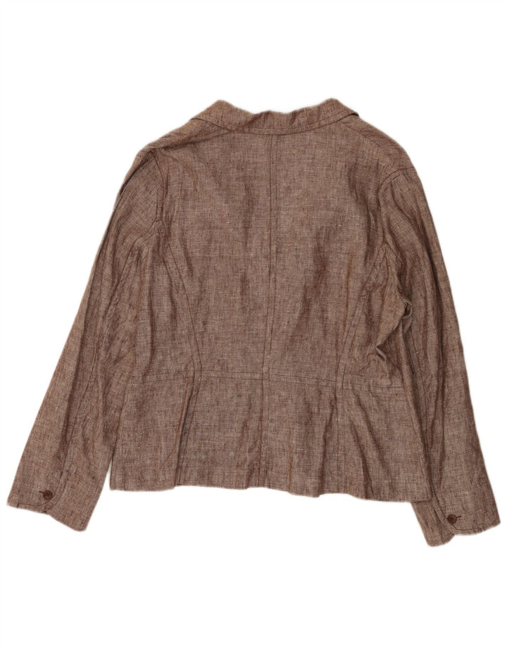 Jaqueta blazer feminina MONSOON com 2 botões Reino Unido 18 XL linho marrom