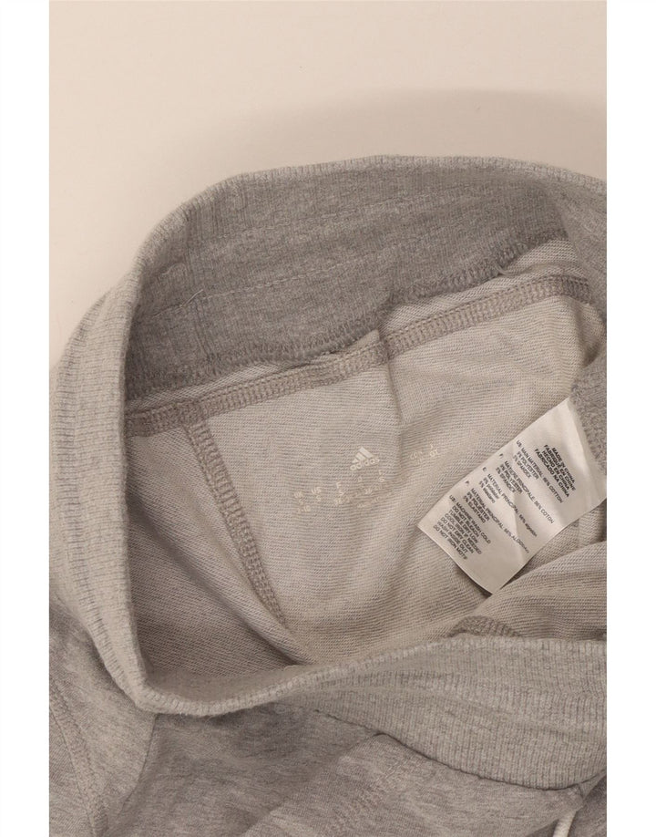 Calça de treino feminina Adidas UK 8/10 pequena cinza manchada de poliéster