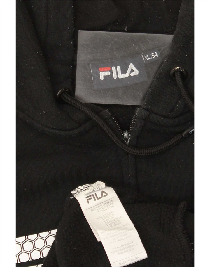 Suéter masculino Fila Graphic Zip com capuz XL preto poliéster