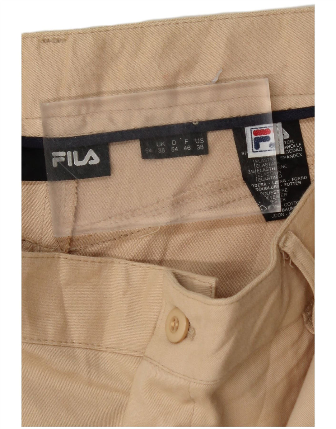 Calça Chino masculina reta FILA W38 L32 algodão bege