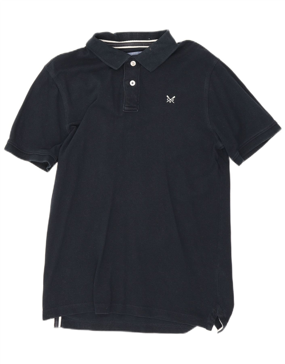 Camisa polo masculina Crew Clothing pequena algodão azul marinho
