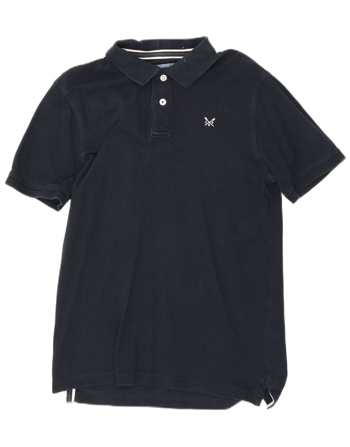Camisa polo masculina Crew Clothing pequena algodão azul marinho