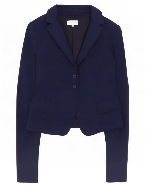 Jaqueta blazer feminina Patrizia Pepe com 2 botões IT 46 grande algodão azul marinho
