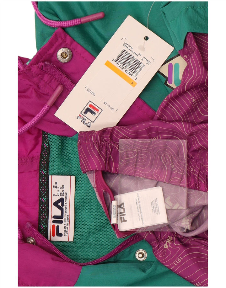 Fila Mens Gráfico Pulôver Treino Top Jaqueta Pequeno Roxo Colorblock
