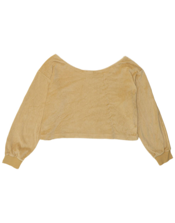 ADIDAS Mulheres Crop Oversized Fora Do Ombro Top UK 10 Pequeno Algodão Amarelo