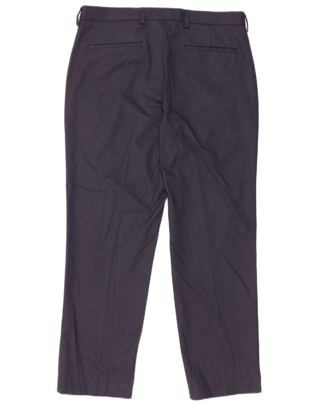 Calça masculina de terno reto Marks & Spencer W34 L29 poliéster azul marinho