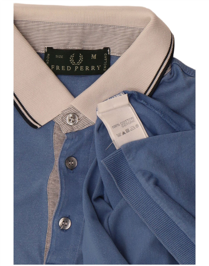 Camisa polo masculina Fred Perry algodão colorblock azul médio