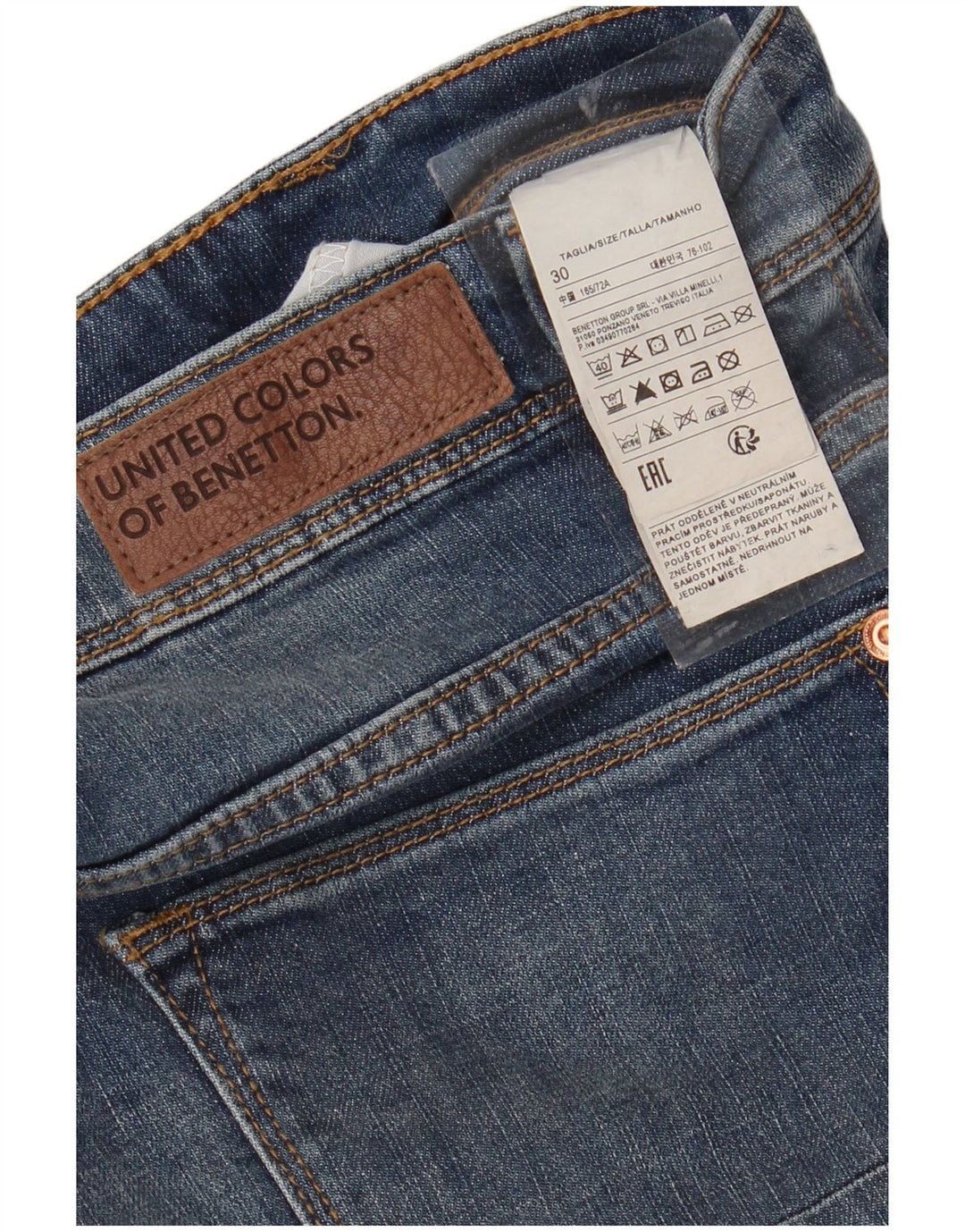 Calça jeans reta masculina BENETTON W30 L23 algodão azul