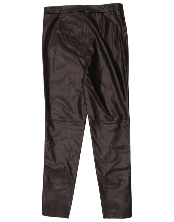 Zara Calça feminina skinny de couro sintético médio W28 L27 preta