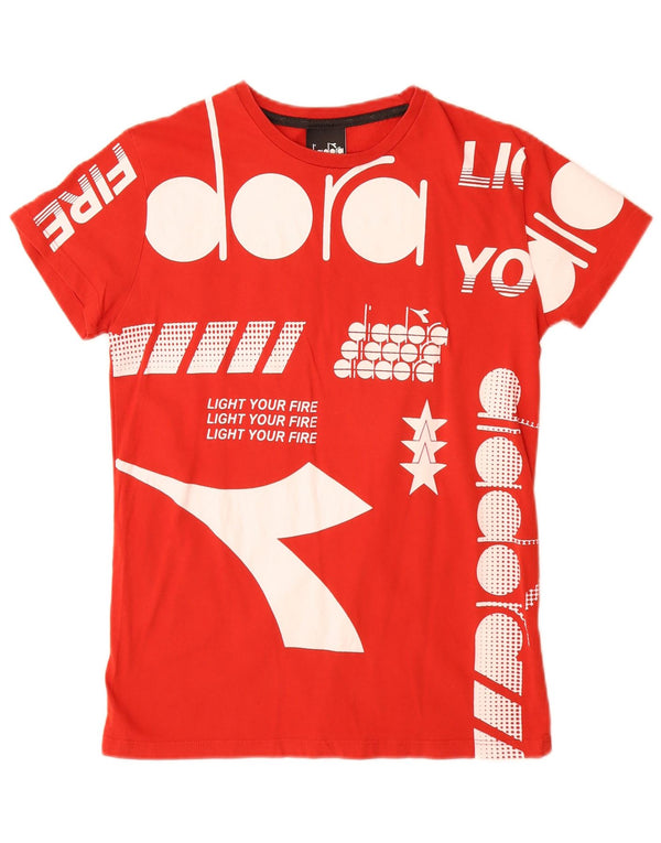 Camiseta gráfica Diadora Boys 13-14 anos vermelho