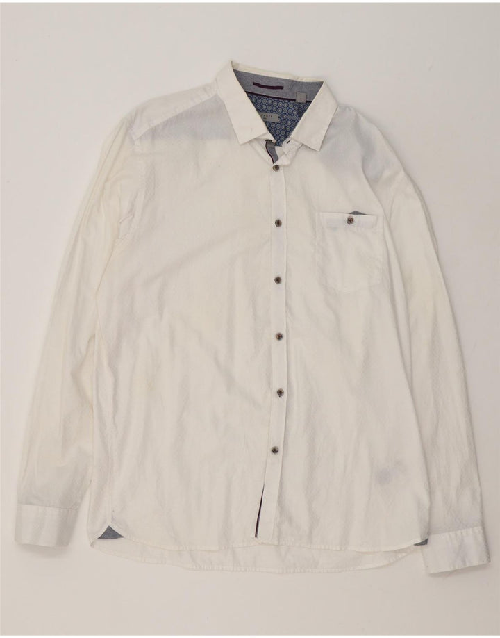 Camisa masculina Ted Baker tamanho 6 2XL algodão branco