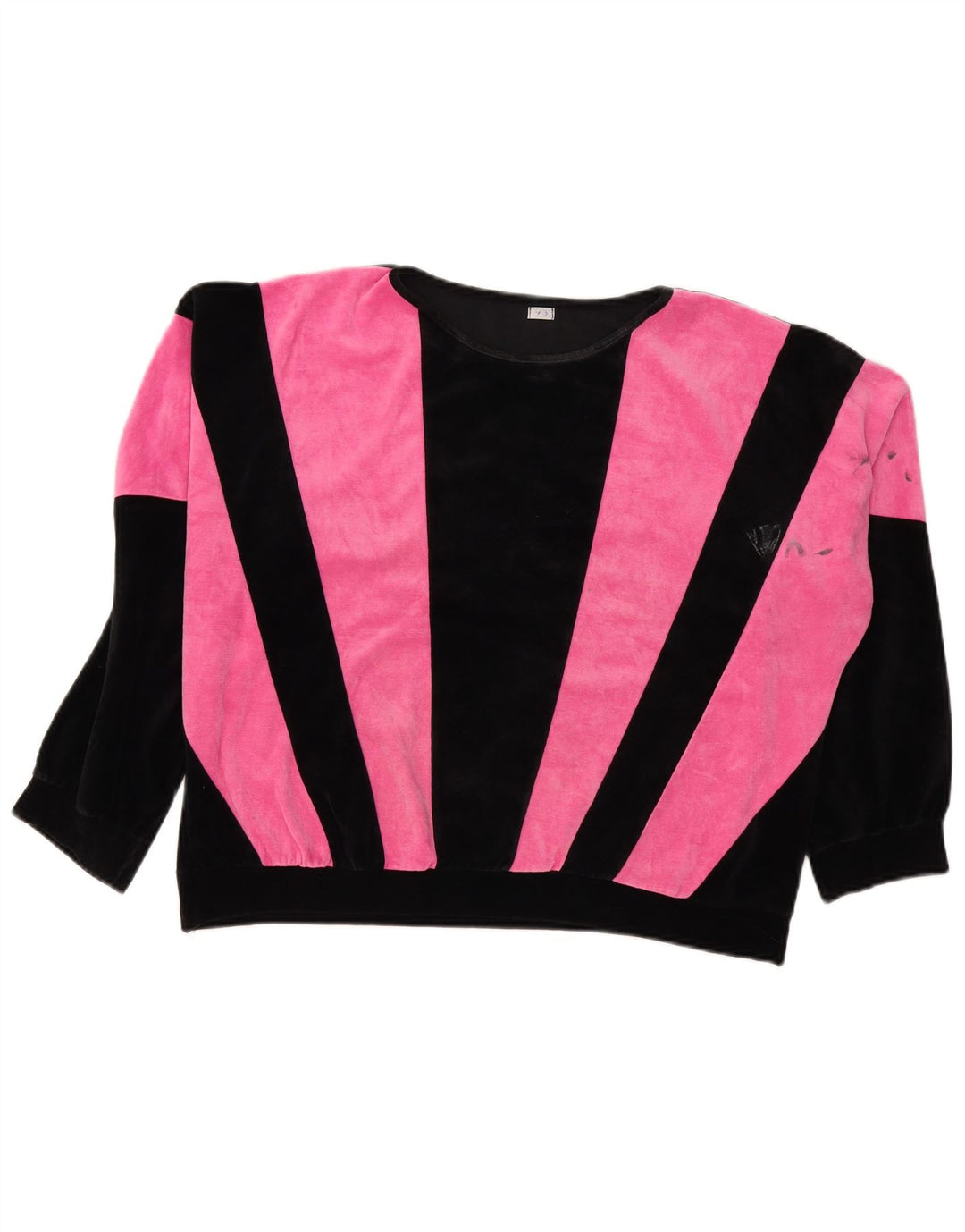 Camisola feminina vintage Jumper UK 18 XL rosa colorblock poliéster